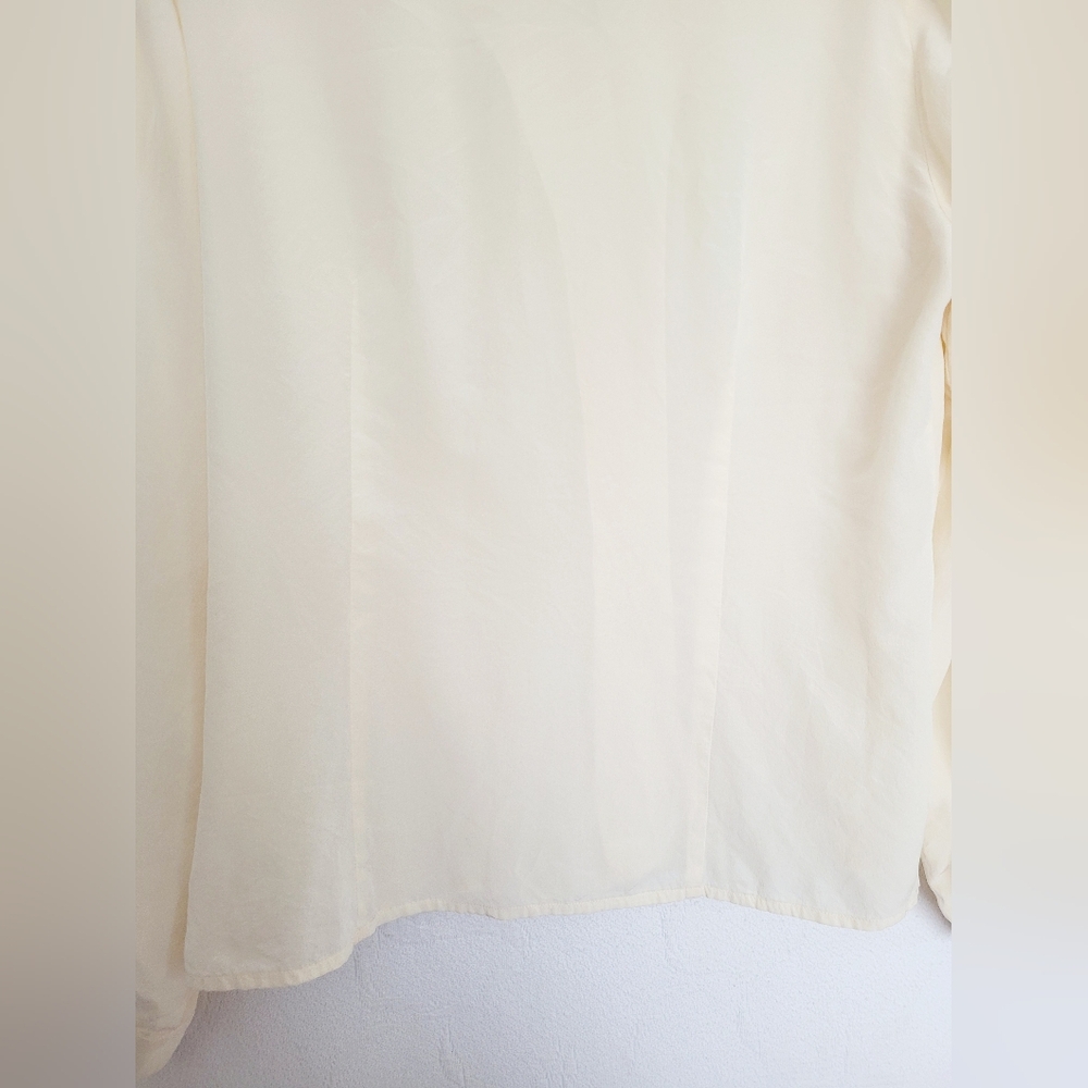 Liz Claiborn Collection Luxe 100% Silk Elegant Cream Women's Blouse 14/Large - Picture 14 of 16